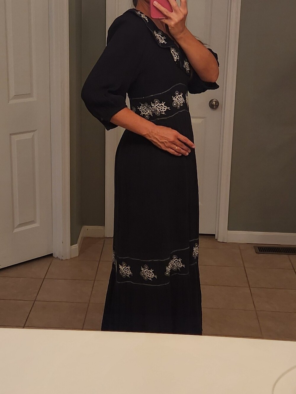Free People Lovers Lane Size M Maxi Dress  Black Embroidered Tiered - Picture 7 of 14